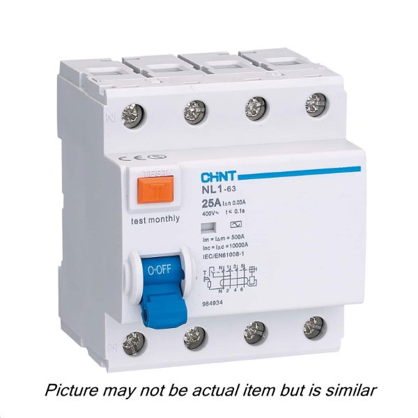 CHINT 4 Pole 25A 100mA AC Type RCD